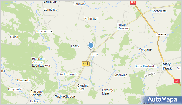 mapa Kąty, Kąty gmina Mały Płock na mapie Targeo